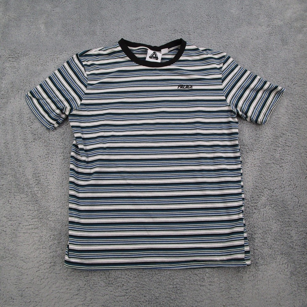 Palace Palazzo Knit Striped T-Shirt Mens Large Green Blue Crewneck Tee Skate